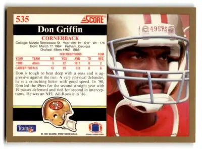 1991 Score #535 Don Griffin - Football Card Single