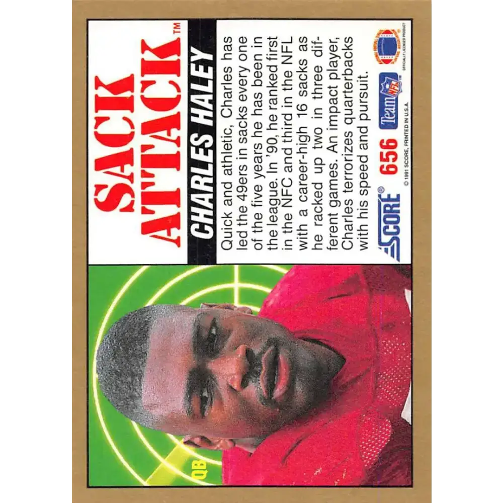 1991 Score #656 Charles Haley EX Excellent San Francisco 49ers Football Card - Football Card Single