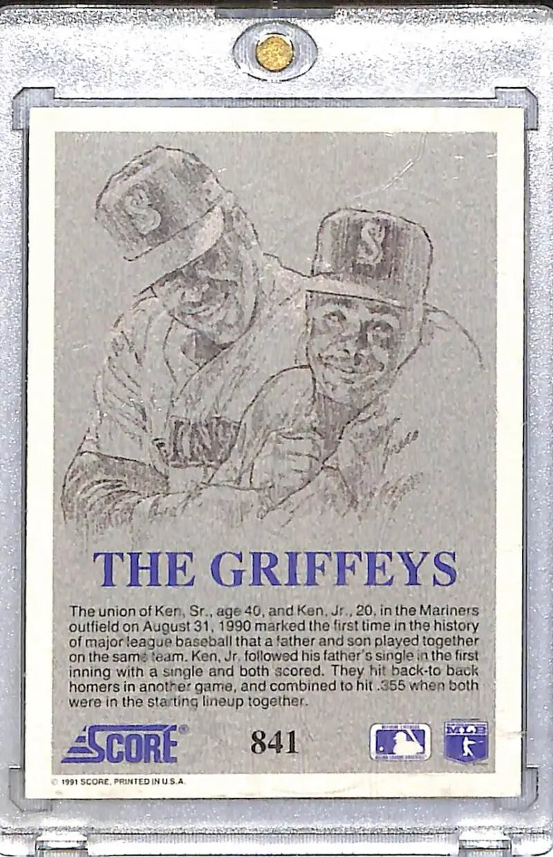 1991 Score #841 The Griffeys NM-MT Seattle Mariners - Baseball Card Single