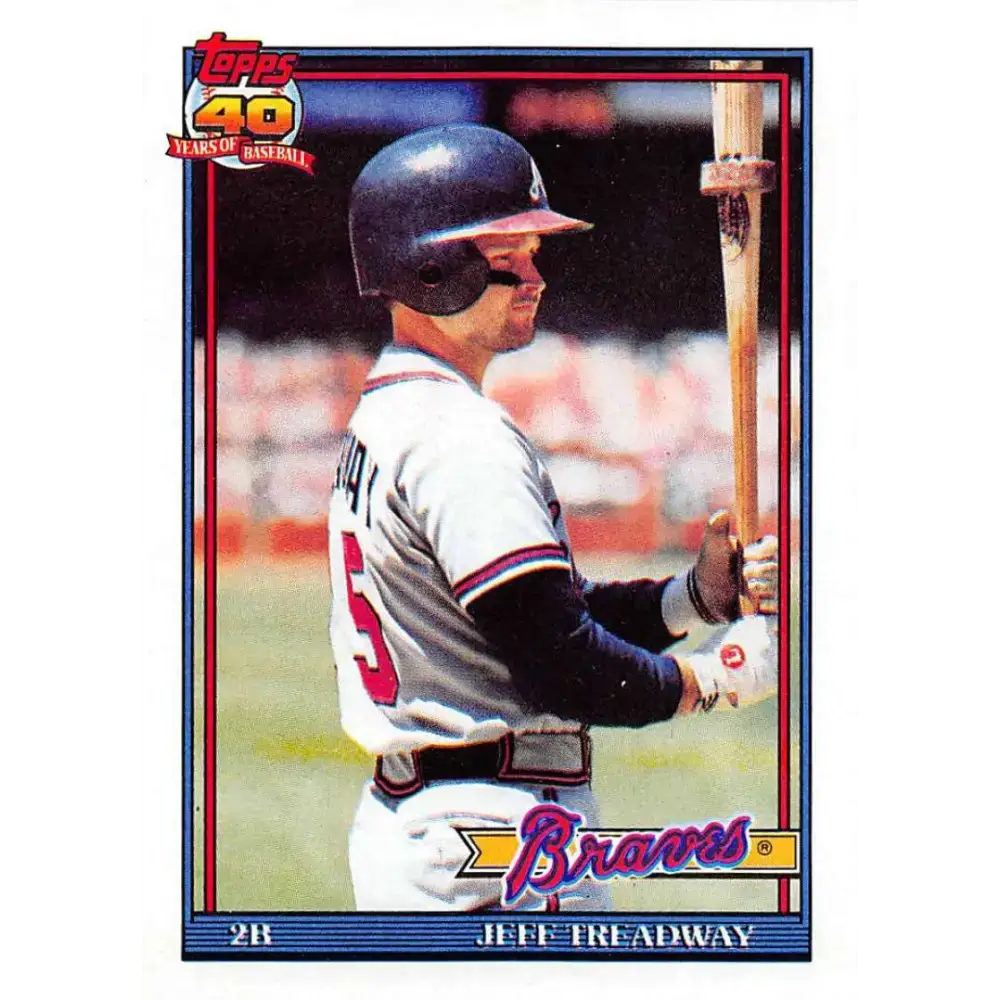 1991 Topps #139 Jeff Treadway NM-MT Atlanta Braves Baseball Card - Baseball Card Single