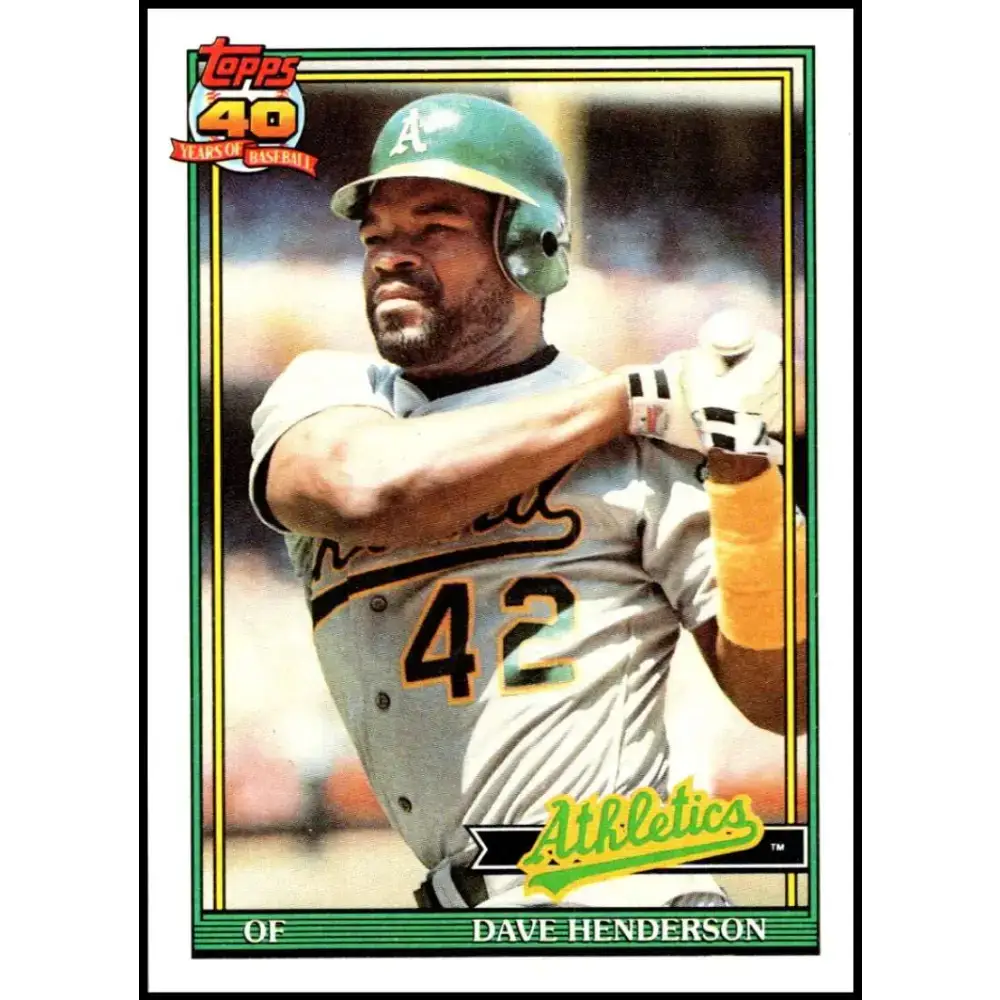 1991 Topps #144 Dave Henderson NM-MT Oakland Athletics Baseball Card - Baseball Card Single