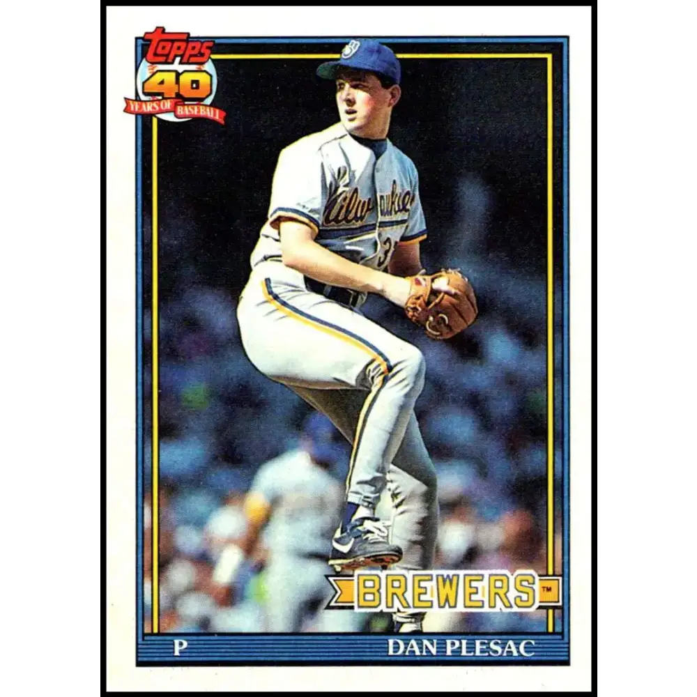 1991 Topps #146 Dan Plesac NM-MT Milwaukee Brewers Baseball Card - Baseball Card Single
