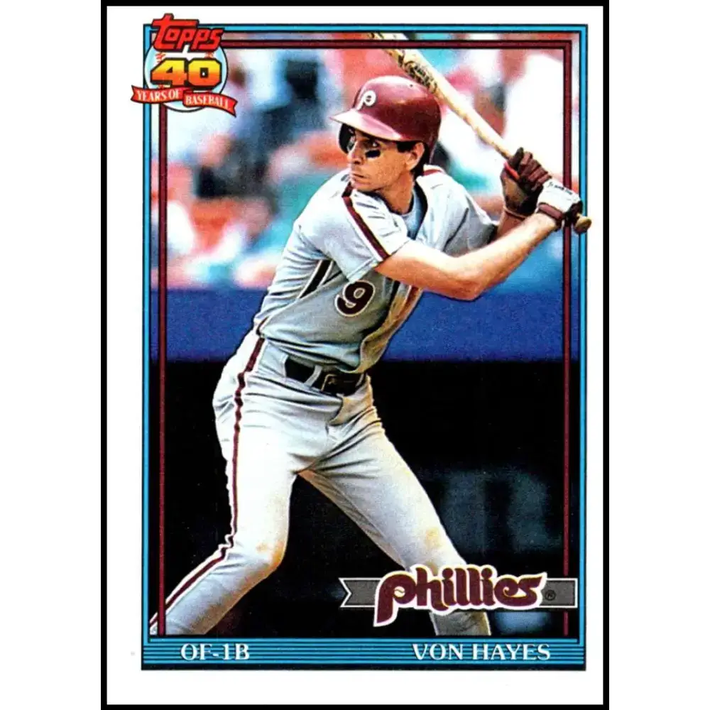 1991 Topps #15 Von Hayes NM-MT Philadelphia Phillies Baseball Card - Baseball Card Single