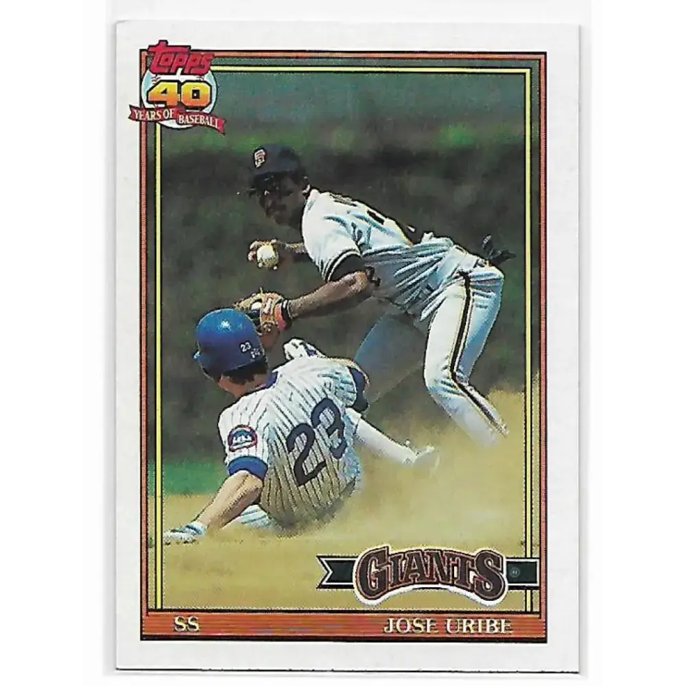 1991 Topps #158 Jose Uribe NM-MT San Francisco Giants Baseball Card - Baseball Card Single
