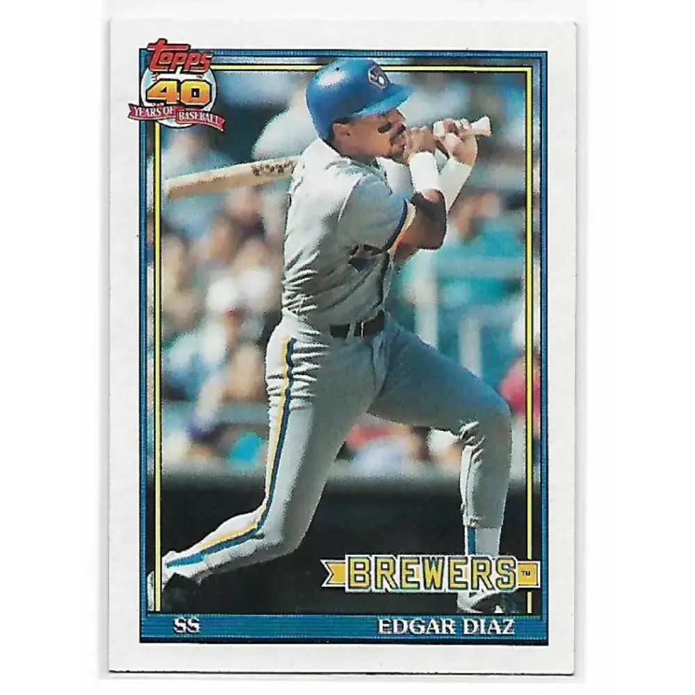 1991 Topps #164 Edgar Diaz NM-MT Milwaukee Brewers Baseball Card - Baseball Card Single