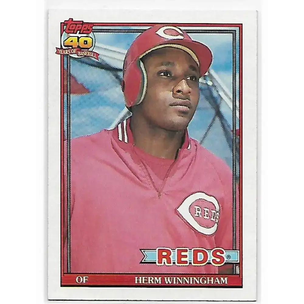 1991 Topps #204 Herm Winningham NM-MT Cincinnati Reds Baseball Card - Baseball Card Single