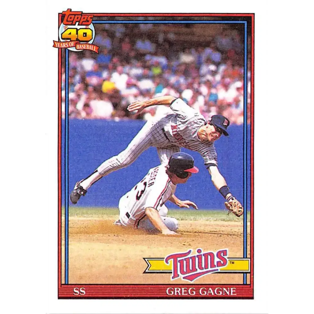 1991 Topps #216 Greg Gagne NM-MT Minnesota Twins Baseball Card - Baseball Card Single
