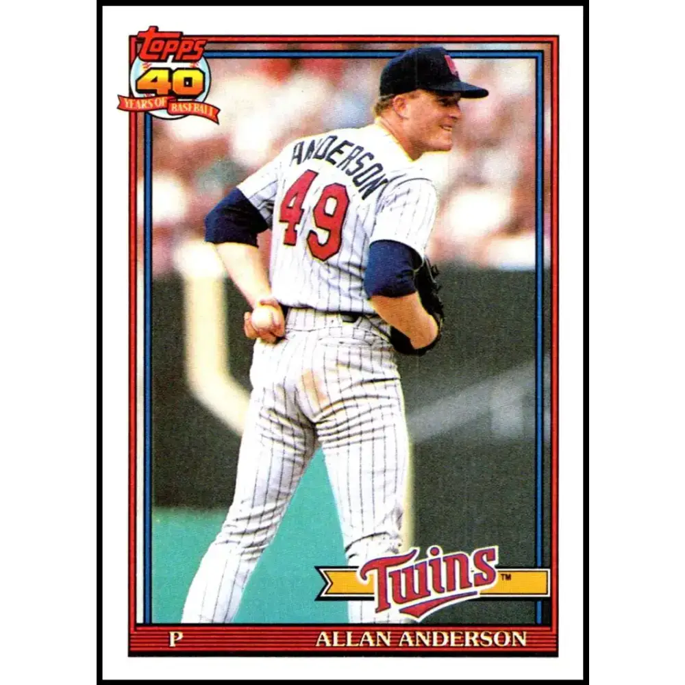 1991 Topps #223 Allan Anderson NM-MT Minnesota Twins Baseball Card - Baseball Card Single