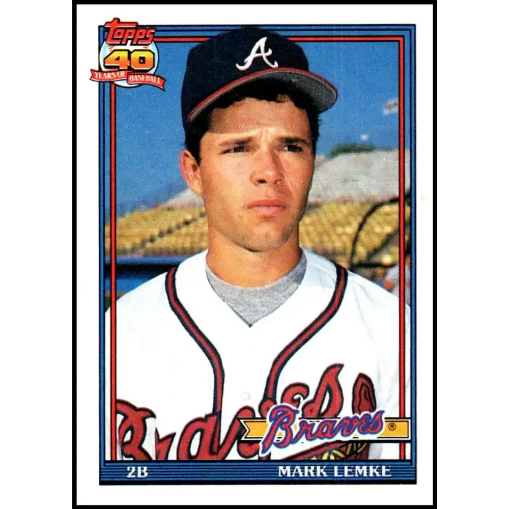 1991 Topps #251 Mark Lemke NM-MT Atlanta Braves Baseball Card - Baseball Card Single