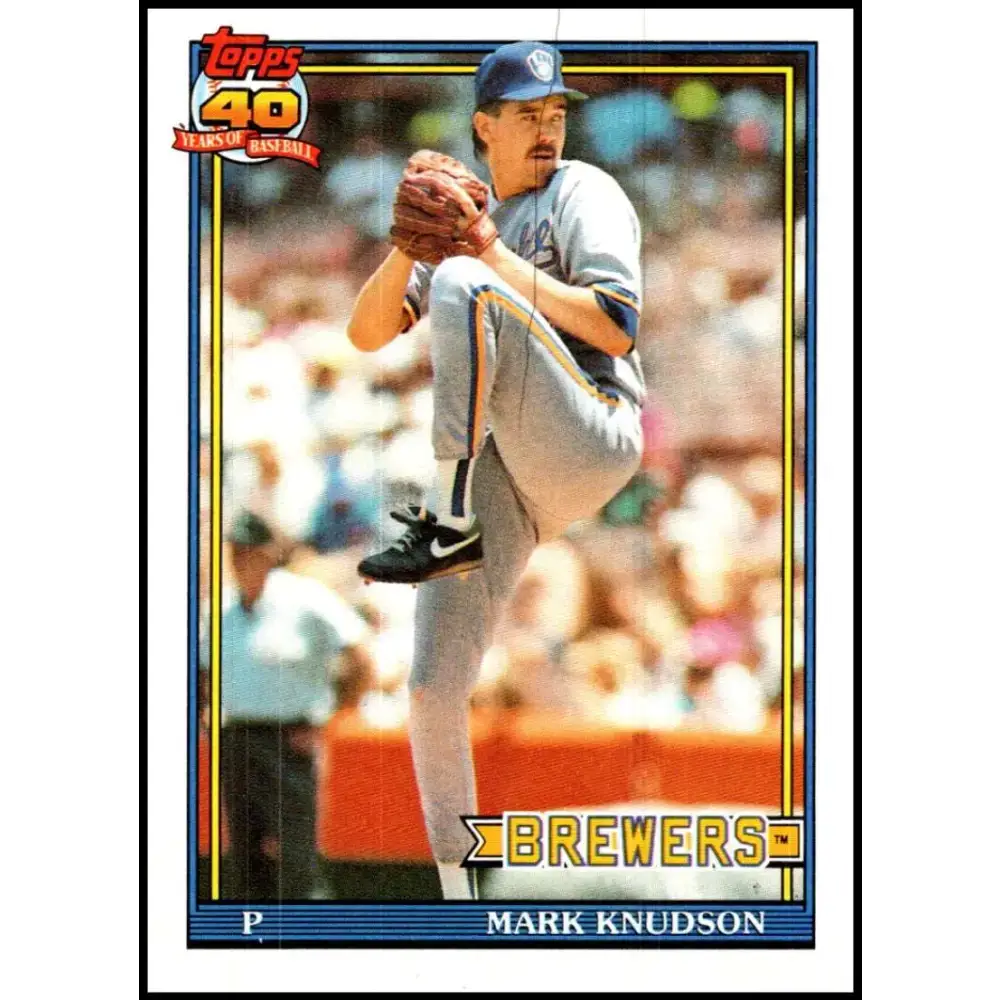 1991 Topps #267 Mark Knudson NM-MT Milwaukee Brewers Baseball Card - Baseball Card Single