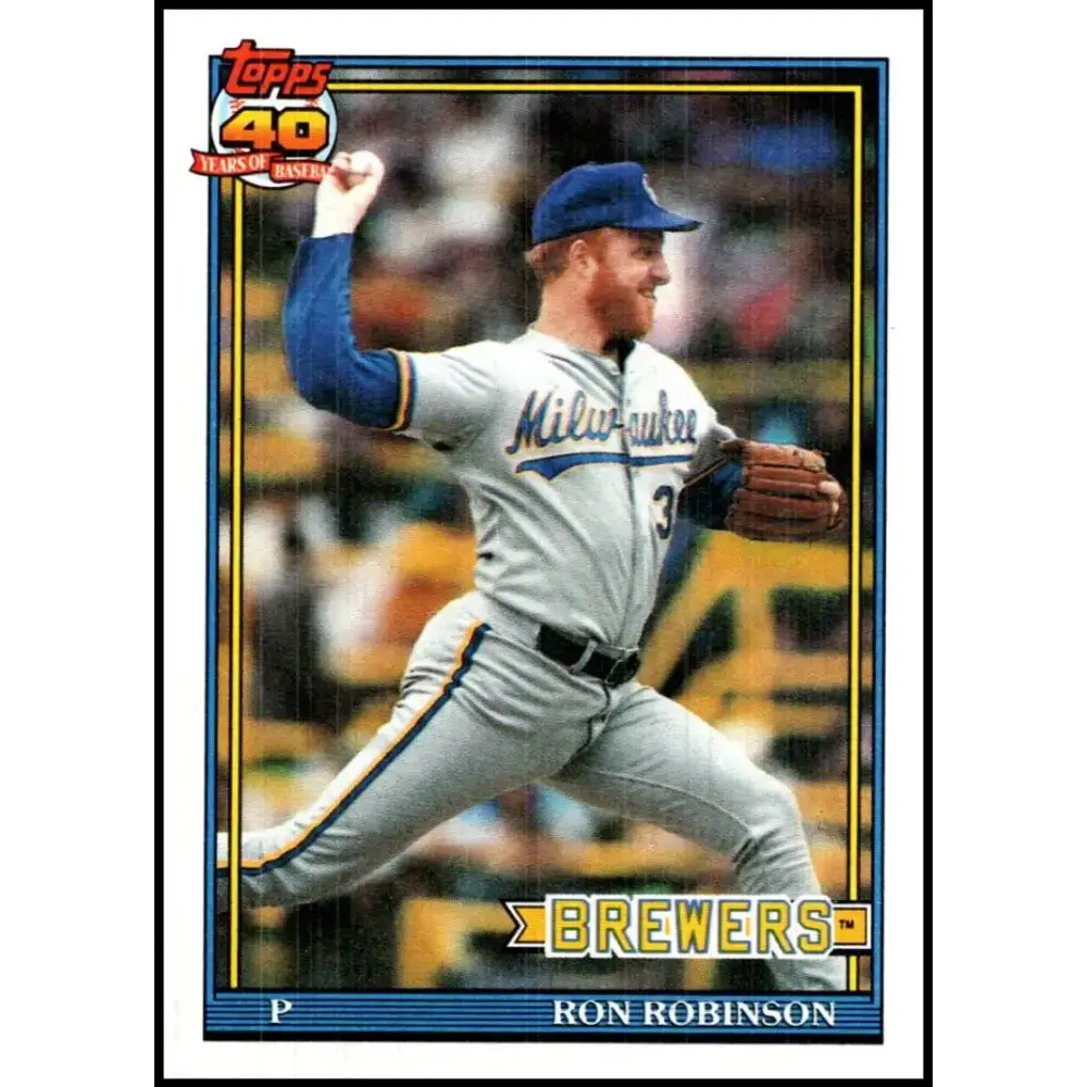 1991 Topps #313 Ron Robinson NM-MT Milwaukee Brewers Baseball Card - Baseball Card Single