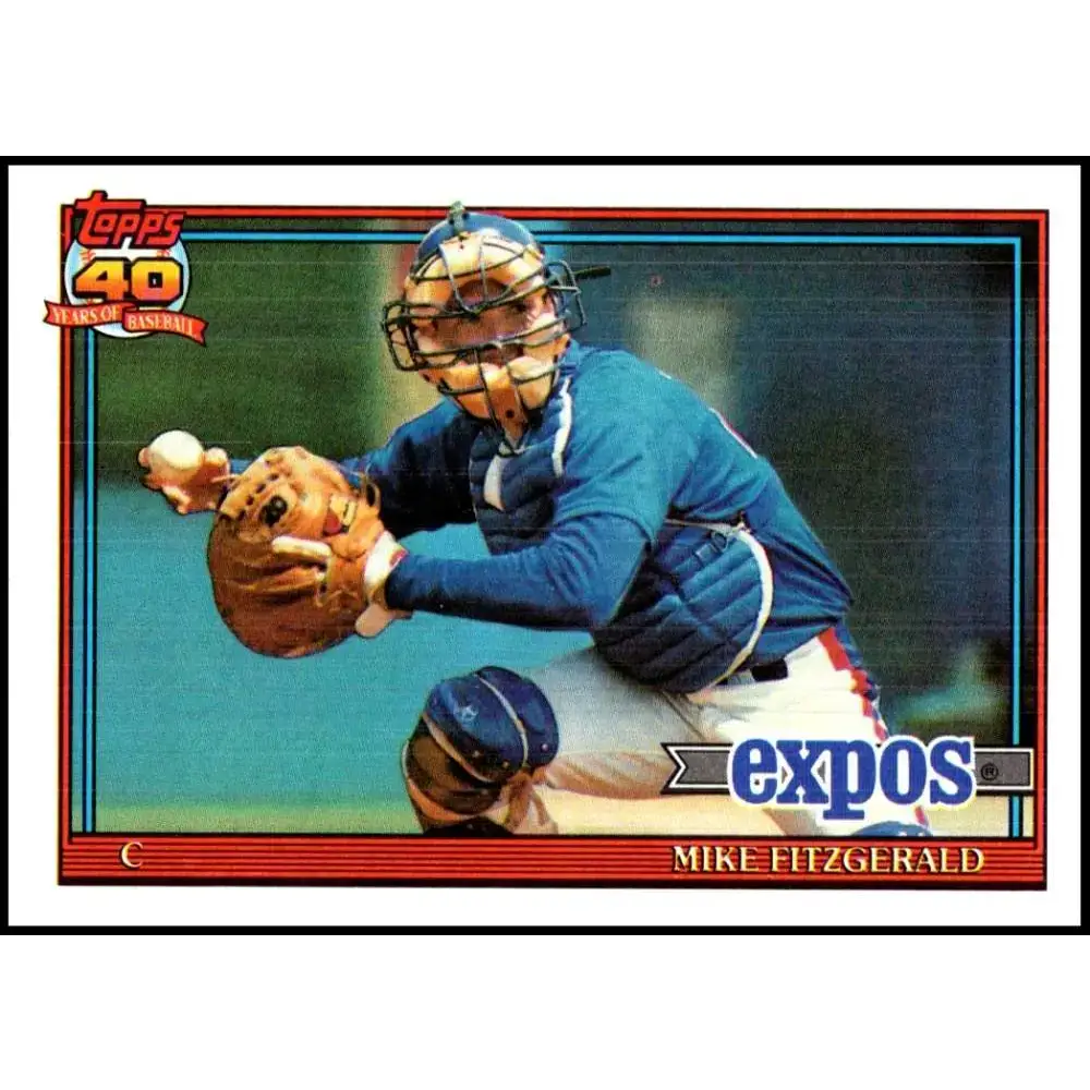 1991 Topps #317 Mike Fitzgerald NM-MT Montreal Expos Baseball Card - Baseball Card Single