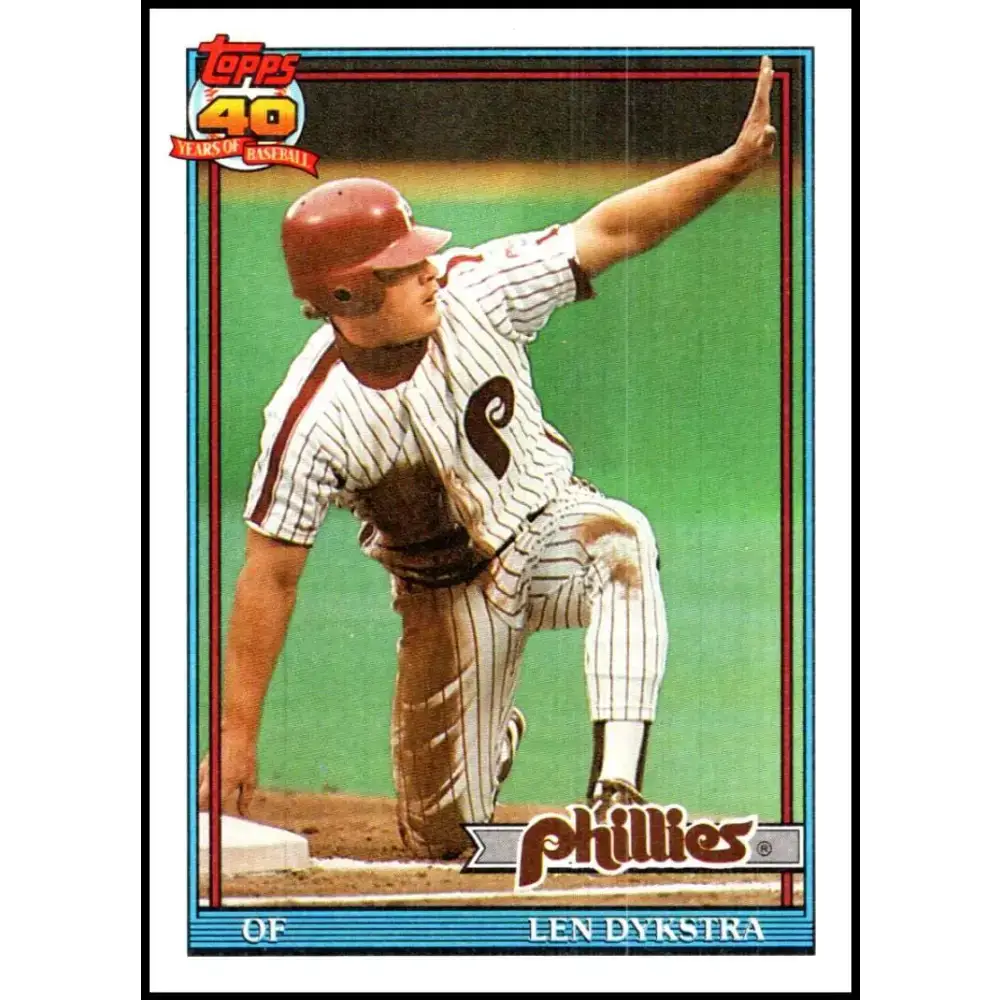 1991 Topps #345 Lenny Dykstra NM-MT Philadelphia Phillies Baseball Card - Baseball Card Single