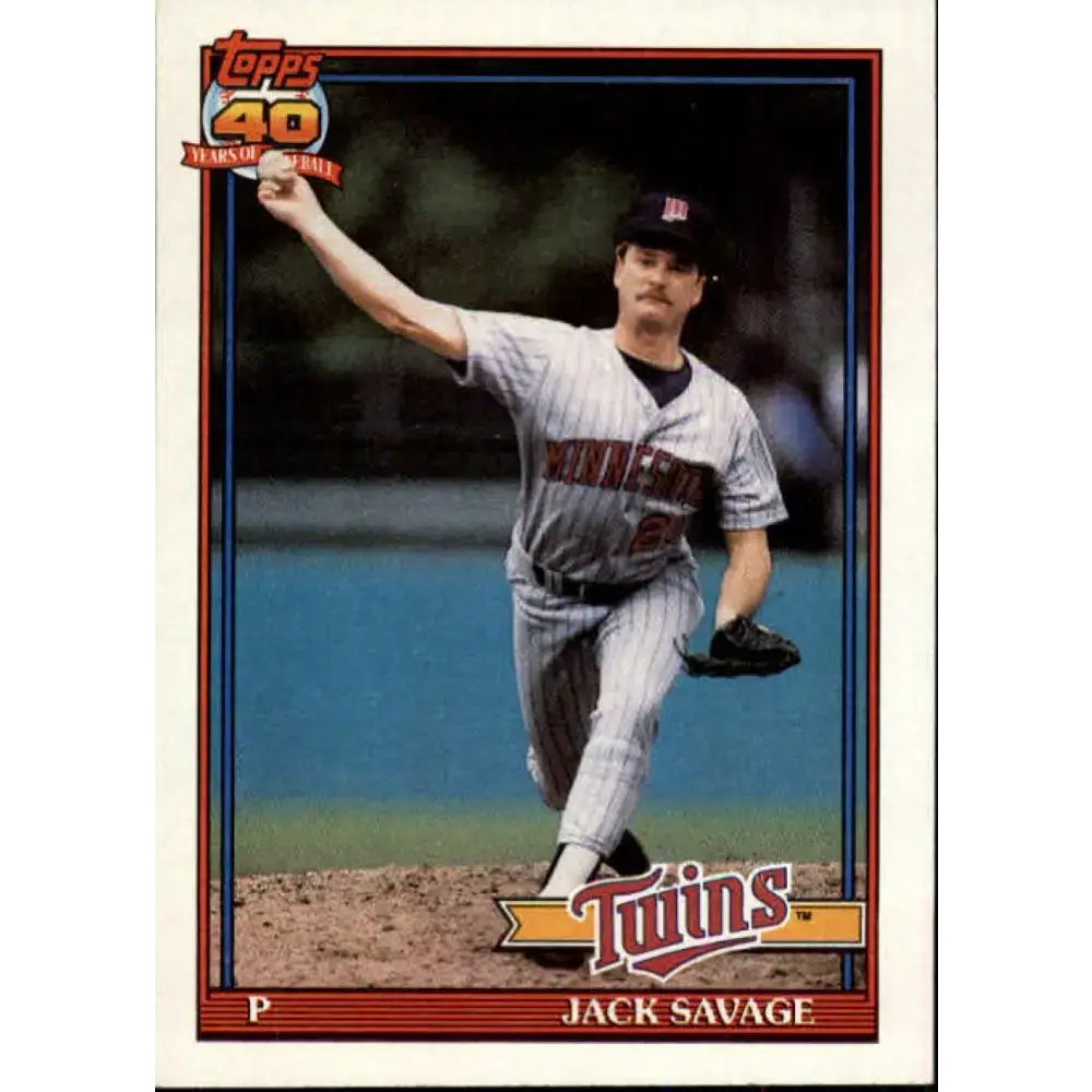 1991 Topps #357 Jack Savage NM-MT Minnesota Twins Baseball Card - Baseball Card Single