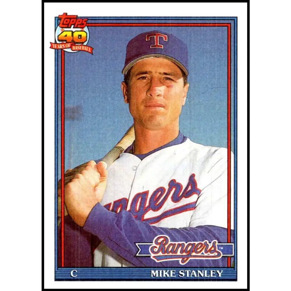 1991 Topps #409 Mike Stanley NM-MT Texas Rangers Baseball Card - Baseball Card Single