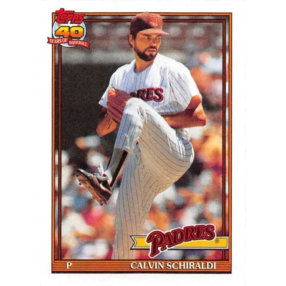 1991 Topps #424 Calvin Schiraldi NM-MT San Diego Padres Baseball Card - Baseball Card Single