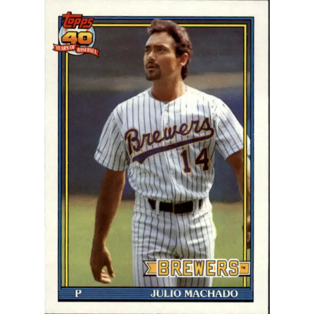 1991 Topps #434 Julio Machado NM-MT Milwaukee Brewers Baseball Card - Baseball Card Single