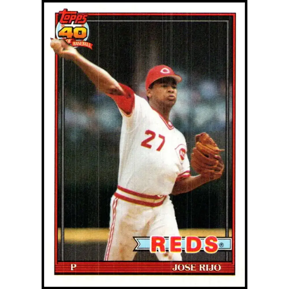 1991 Topps #493 Jose Rijo NM-MT Cincinnati Reds Baseball Card - Baseball Card Single
