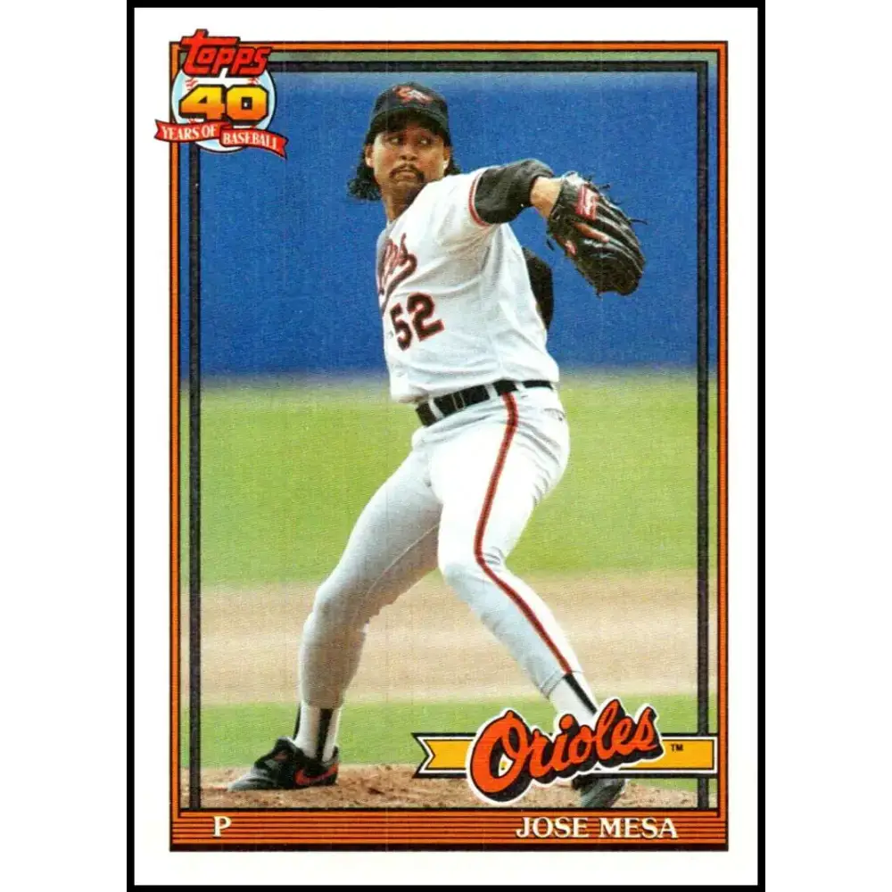 1991 Topps #512 Jose Mesa NM-MT Baltimore Orioles Baseball Card - Baseball Card Single