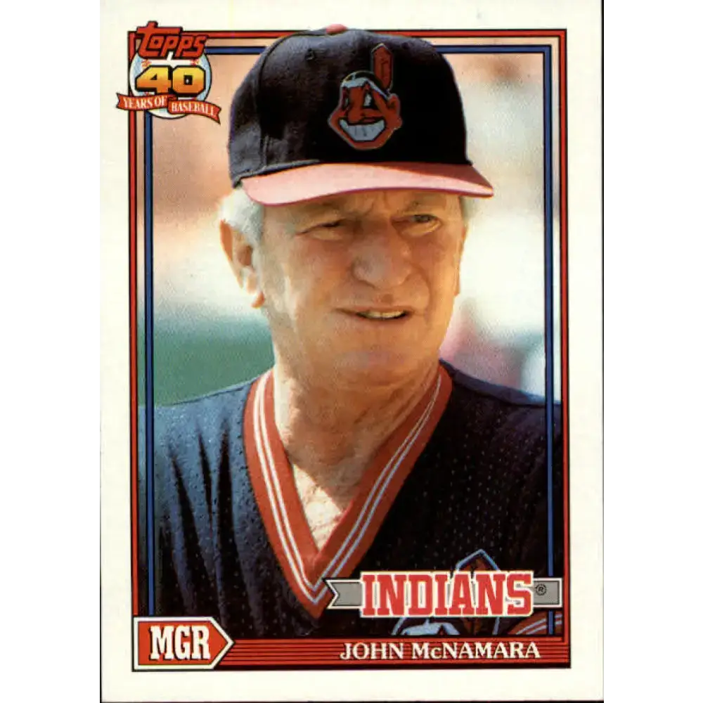 1991 Topps #549 John McNamara NM-MT Cleveland Indians Baseball Card - Baseball Card Single