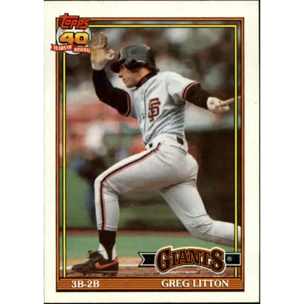 1991 Topps #628 Greg Litton NM-MT San Francisco Giants Baseball Card - Baseball Card Single
