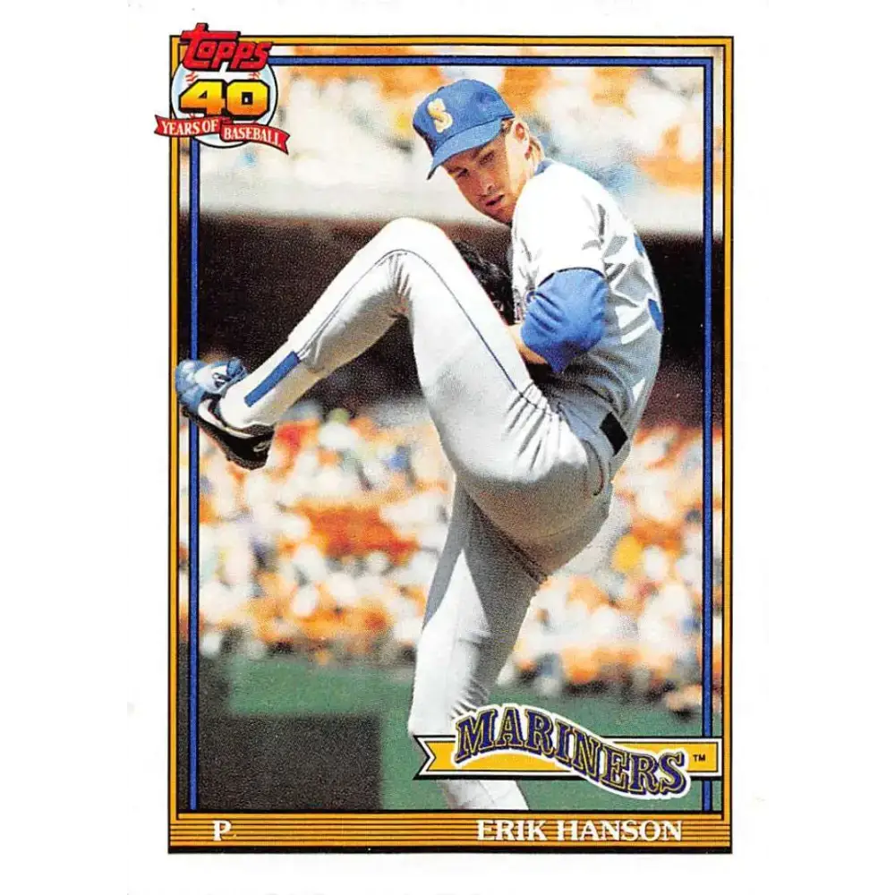 1991 Topps #655 Erik Hanson NM-MT Seattle Mariners Baseball Card - Baseball Card Single