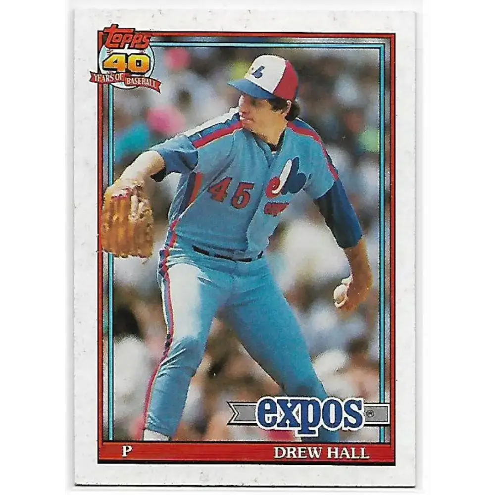 1991 Topps #77 Drew Hall NM-MT Montreal Expos Baseball Card - Baseball Card Single