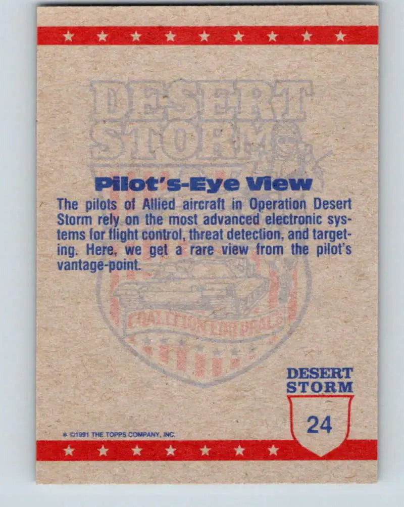 1991 Topps Desert Storm #24A Pilots-Eye View Stock Image Ãâ Regular Error or Misprint May Ship NonSport Trading Card