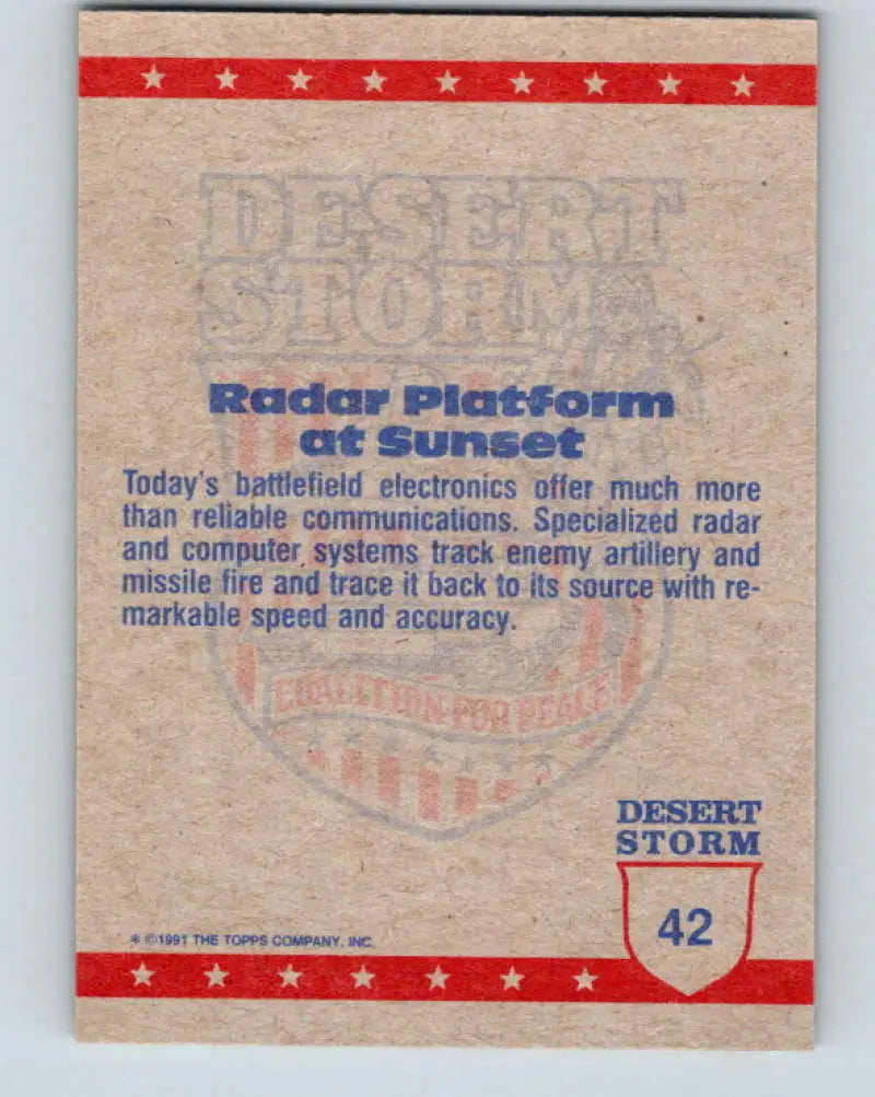 1991 Topps Desert Storm #42A Sunset on the Desert Stock Image Ãâ Regular Error or Misprint May Ship NonSport Trading