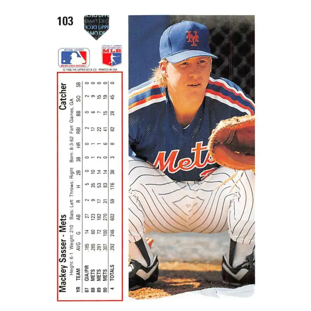 1991 Upper Deck #103 Mackey Sasser EX Excellent New York Mets Baseball Card - Baseball Card Single