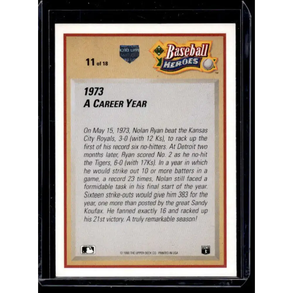 1991 Upper Deck #11 Nolan Ryan California Angels NM-MT Baseball Card - Baseball Card Single