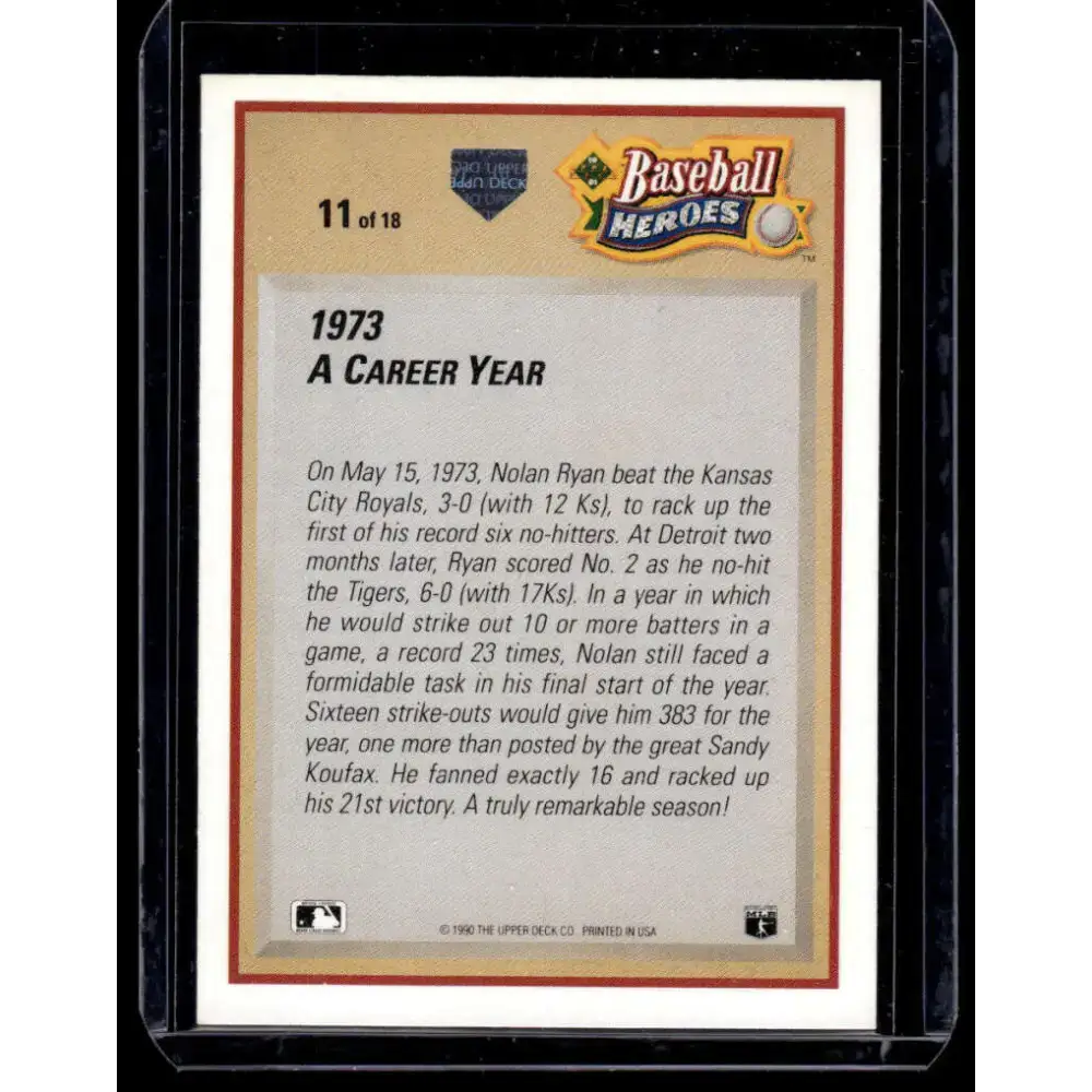 1991 Upper Deck #11 Nolan Ryan California Angels NM-MT Baseball Card - Baseball Card Single