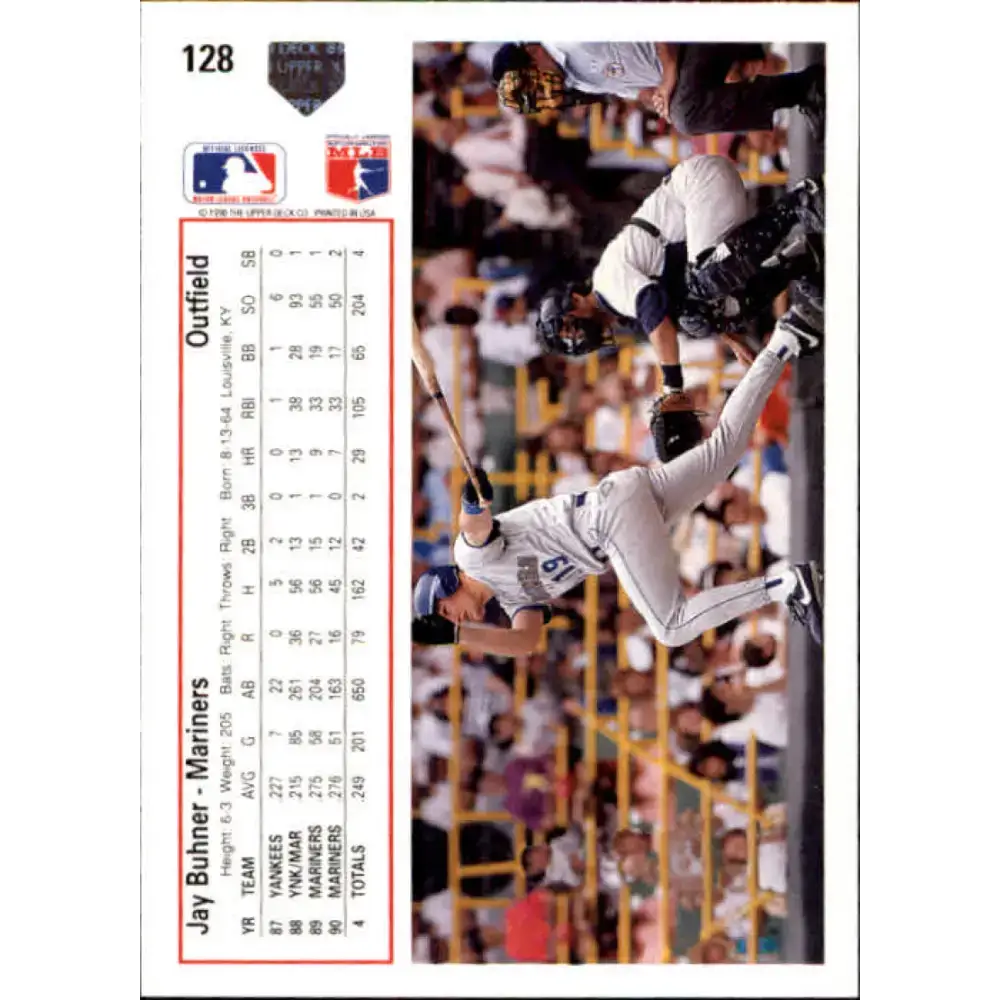 1991 Upper Deck #128 Jay Buhner EX Excellent Seattle Mariners Baseball Card - Baseball Card Single