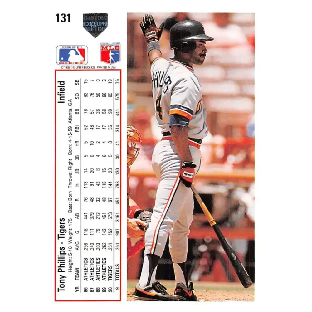1991 Upper Deck #131 Tony Phillips EX Excellent Detroit Tigers Baseball Card - Baseball Card Single