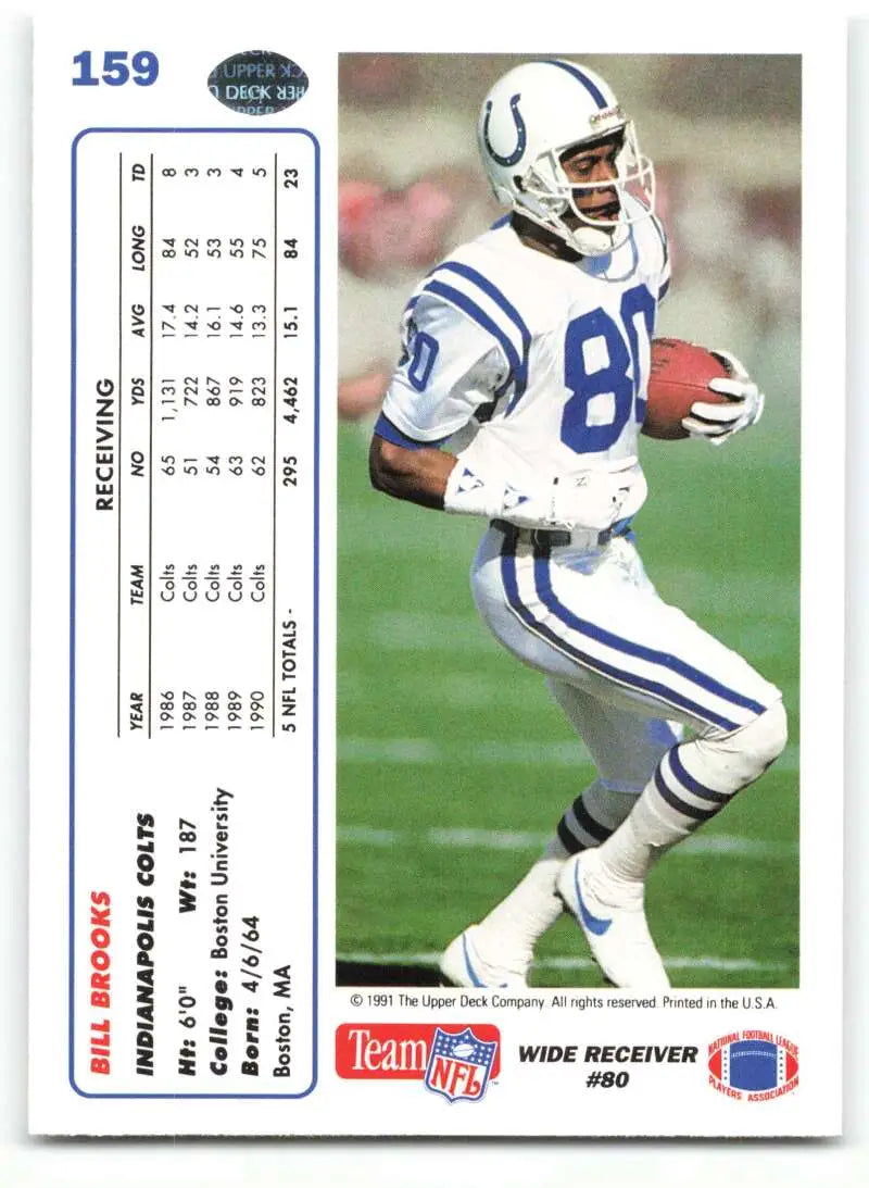1991 Upper Deck #159 Bill Brooks NM-MT Indianapolis Colts Football Card - Football Card Single