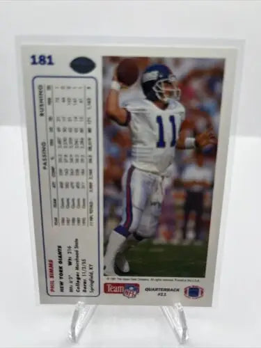 Phil Simms 1991 Upper Deck trading card featuring the New York Giants