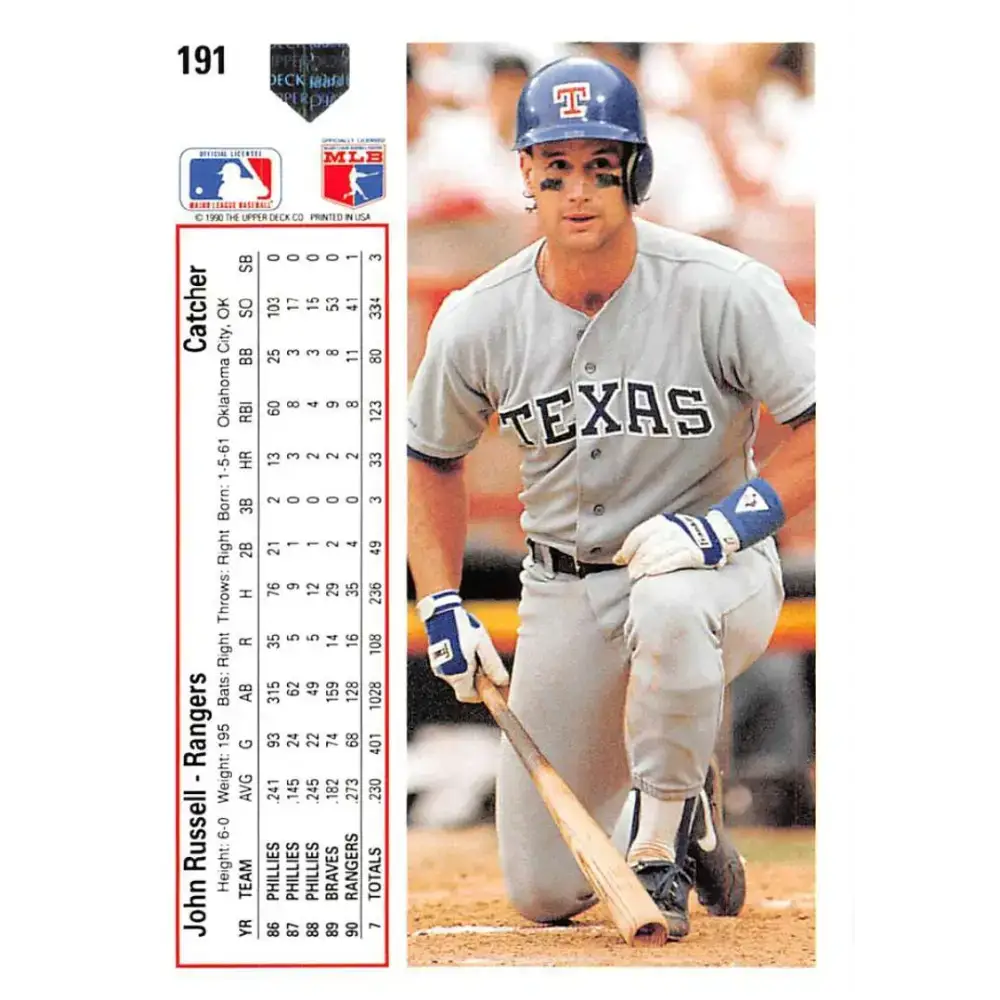 1991 Upper Deck #191 John Russell NM-MT Texas Rangers Baseball Card - Baseball Card Single