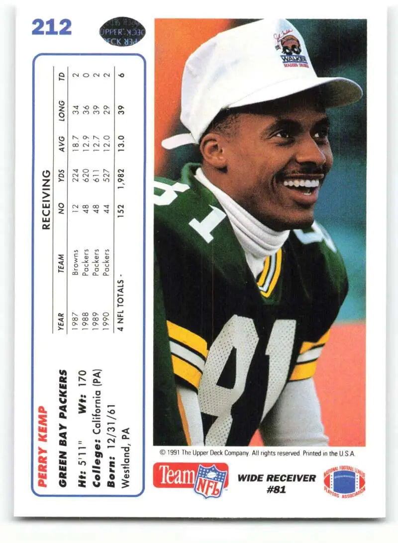 1991 Upper Deck #212 Perry Kemp NM-MT Green Bay Packers Football Card - Football Card Single