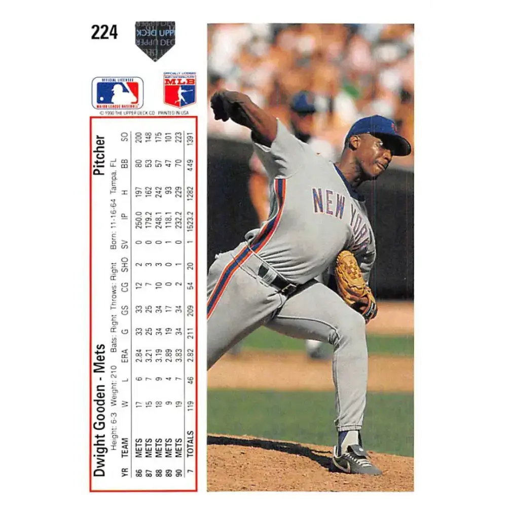 1991 Upper Deck #224 Dwight Gooden EX Excellent New York Mets Baseball Card - Baseball Card Single