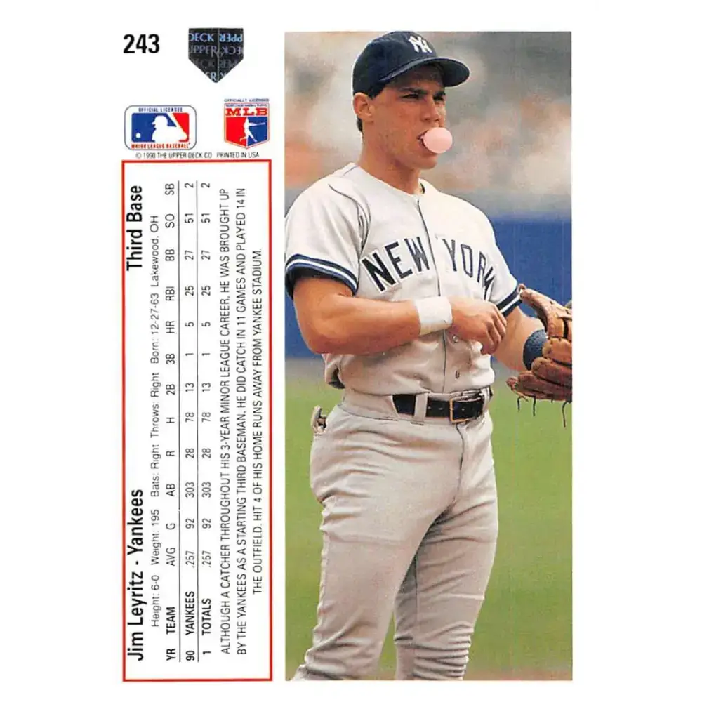 1991 Upper Deck #243 Jim Leyritz NM-MT New York Yankees Baseball Card - Baseball Card Single