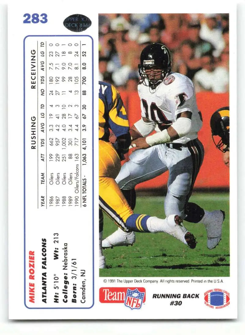 1991 Upper Deck #283 Mike Rozier NM-MT Atlanta Falcons Football Card - Football Card Single