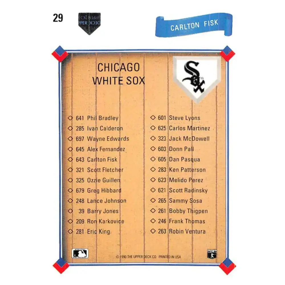 1991 Upper Deck #29 Carlton Fisk EX Excellent Chicago White Sox Baseball Card - Baseball Card Single