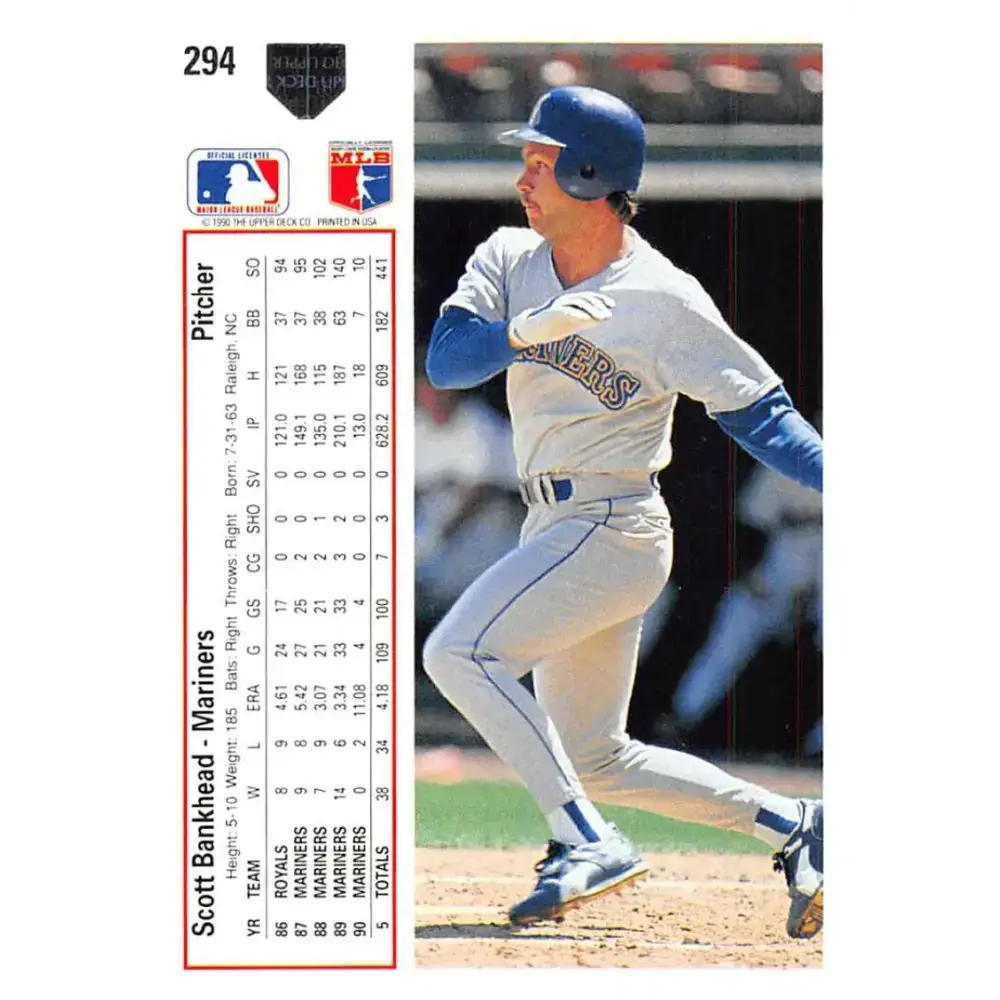 1991 Upper Deck #294 Scott Bankhead NM-MT Seattle Mariners Baseball Card - Baseball Card Single