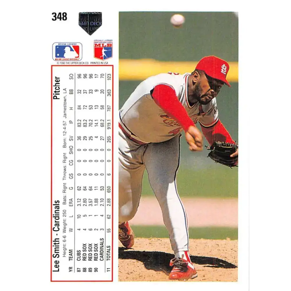 1991 Upper Deck #348 Lee Smith EX Excellent St. Louis Cardinals Baseball Card - Baseball Card Single