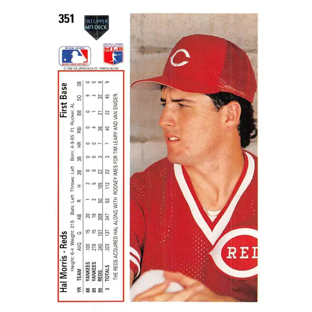 1991 Upper Deck #351 Hal Morris NM-MT Cincinnati Reds Baseball Card - Baseball Card Single