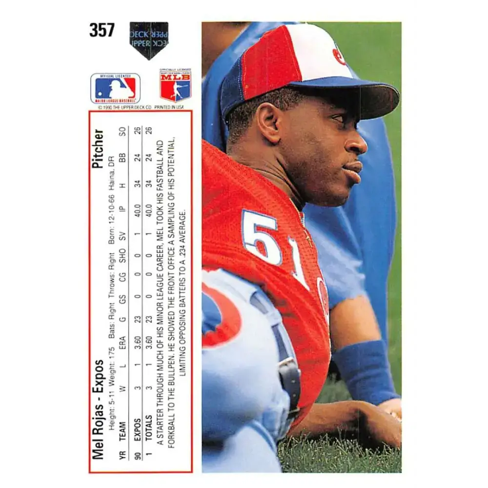 1991 Upper Deck #357 Mel Rojas EX Excellent Montreal Expos Baseball Card - Baseball Card Single