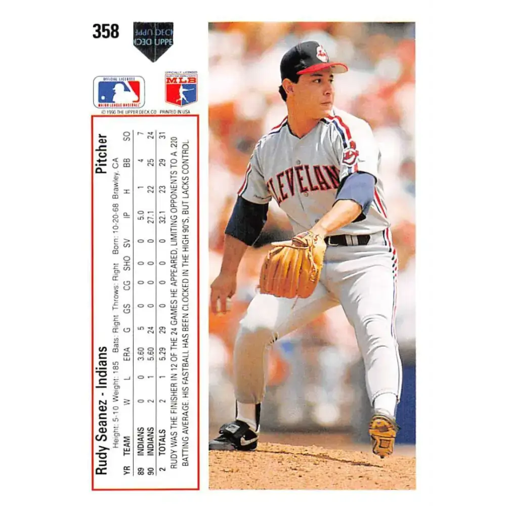 1991 Upper Deck #358 Rudy Seanez NM-MT Cleveland Indians Baseball Card - Baseball Card Single