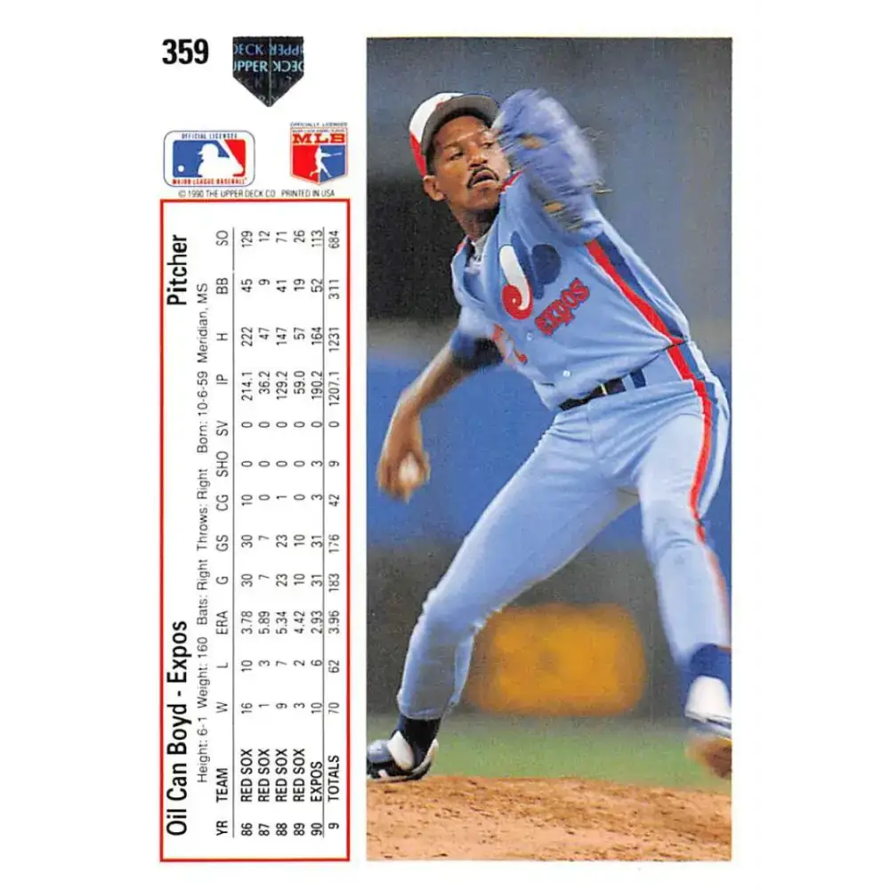 1991 Upper Deck #359 Oil Can Boyd EX Excellent Montreal Expos Baseball Card - Baseball Card Single