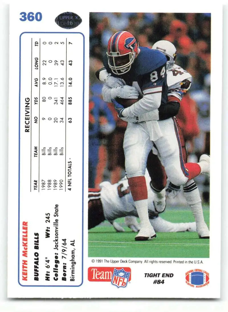 1991 Upper Deck #360 Keith McKeller NM-MT Buffalo Bills Football Card - Football Card Single