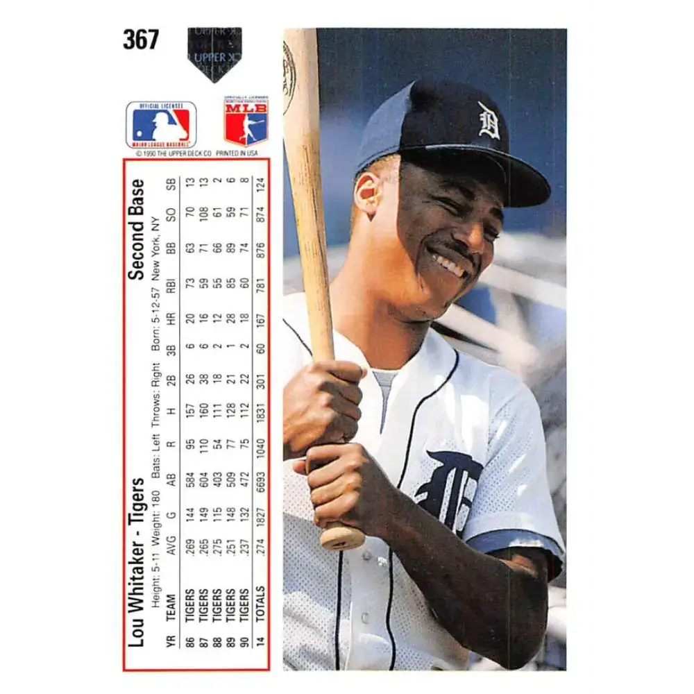 1991 Upper Deck #367 Lou Whitaker NM-MT Detroit Tigers Baseball Card - Baseball Card Single